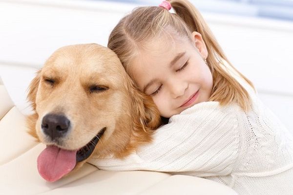 abbracciare il cane pericoloso per bambino